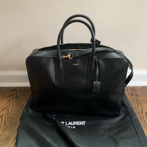 Yves Saint Laurent (YSL) Black Leather Briefcase